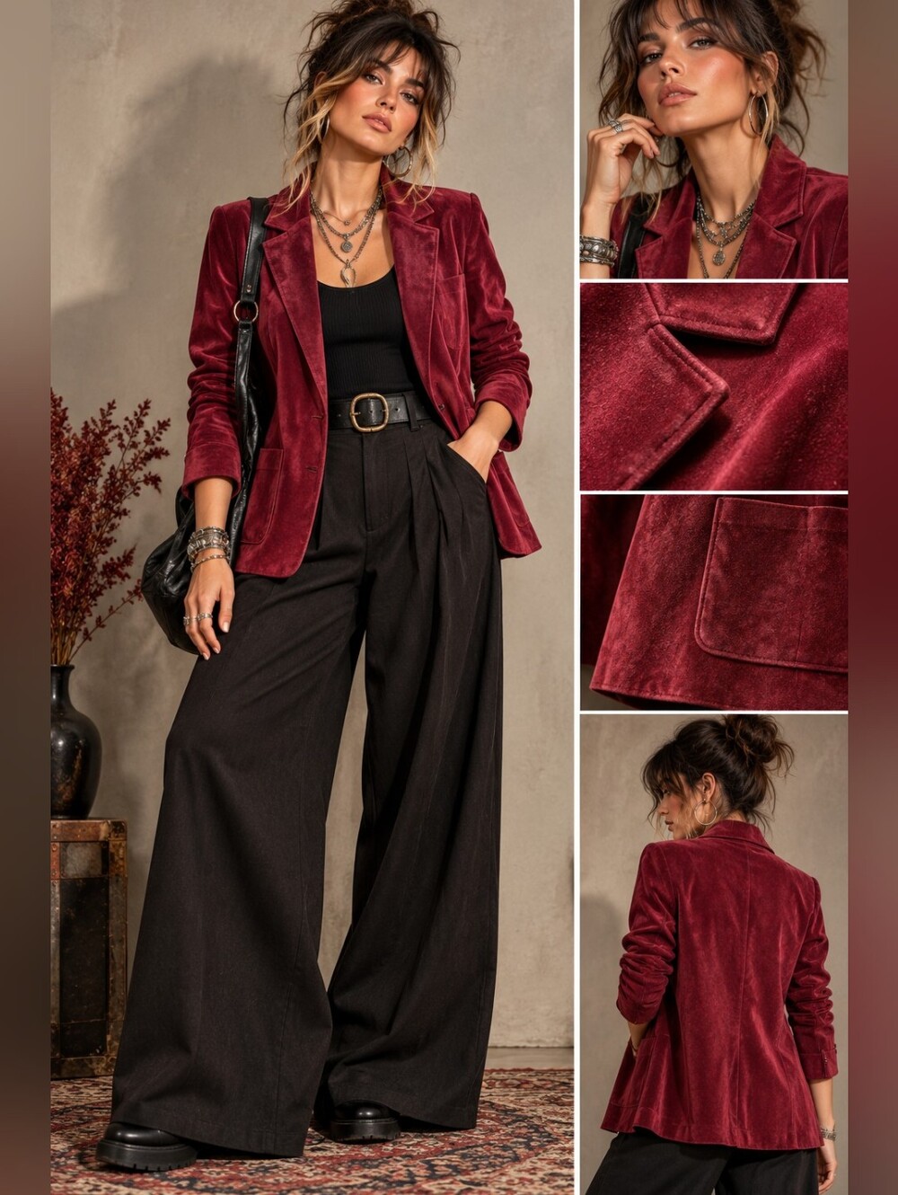 Joseph Ribkoff Suede Wine Red Blazer